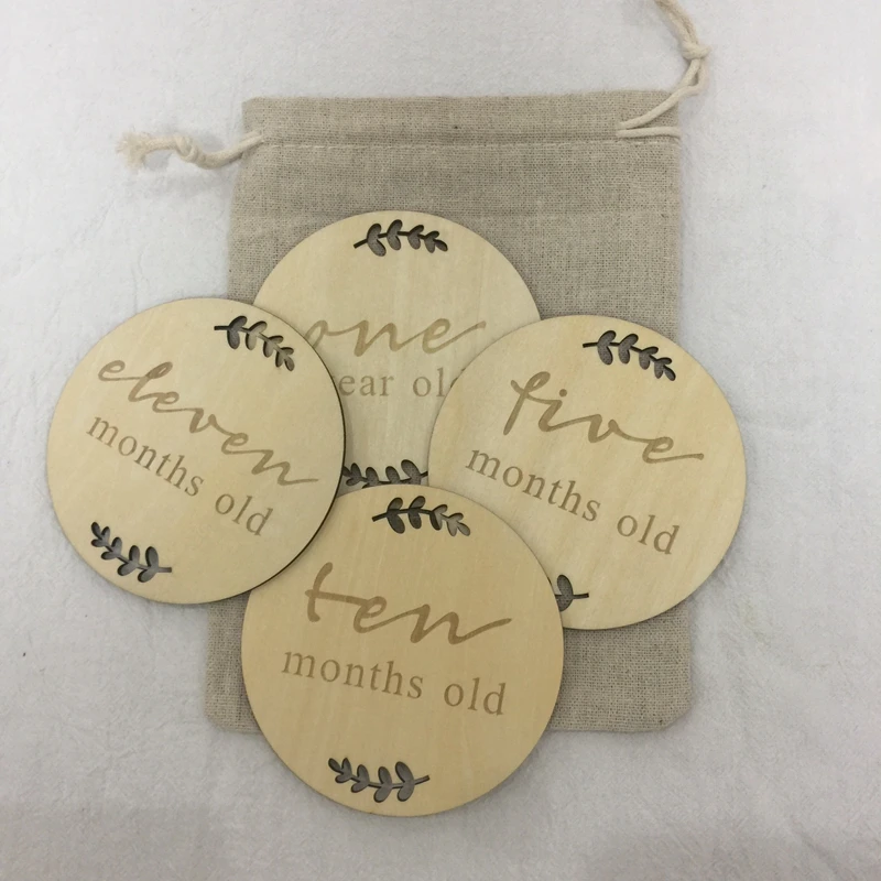 wooden monthly milestone cards