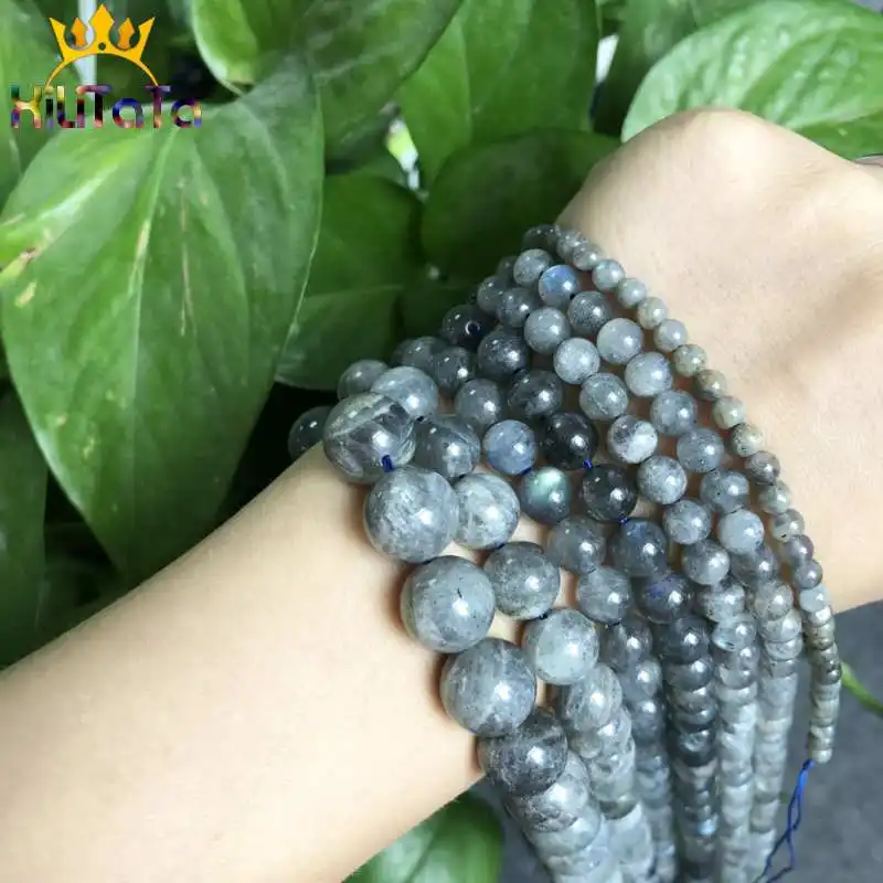 Natural Grey Labradorite Beads Round Loose Stone Beads For DIY Making Bracelet Necklace Jewelry Charm 15\'\' PicK Size 6/8/10/12mm