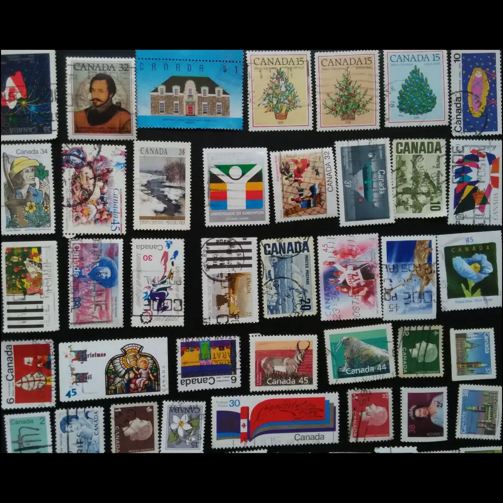 Canada100 PCS / LOT All Different Postage  Stamps With Post  Mark  No repeat In Good Condition For Collecting