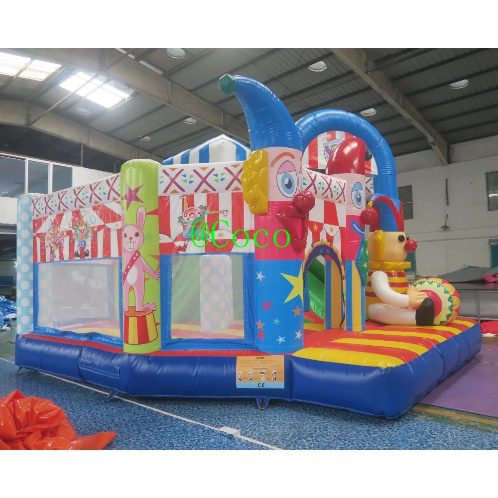 commercial clown bounce house inflatable air jumping bouncy castle with slide jumper combo