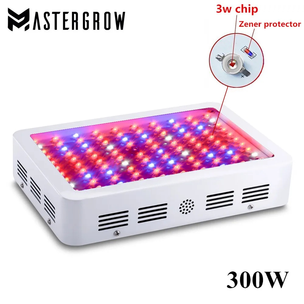 MasterGrow 300W Full Spectrum  LED Grow Light Panel Red/Blue/White/UV/IR 10Bands For Flower Plants Vegetative and Indoor Plants