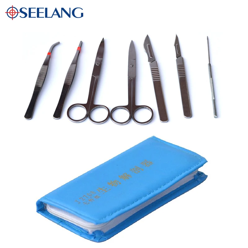 OSEELANG 7 pcs /set dissector Microscope dissecting tool kit Stainless steel for specimen making Microscope parts & accessories