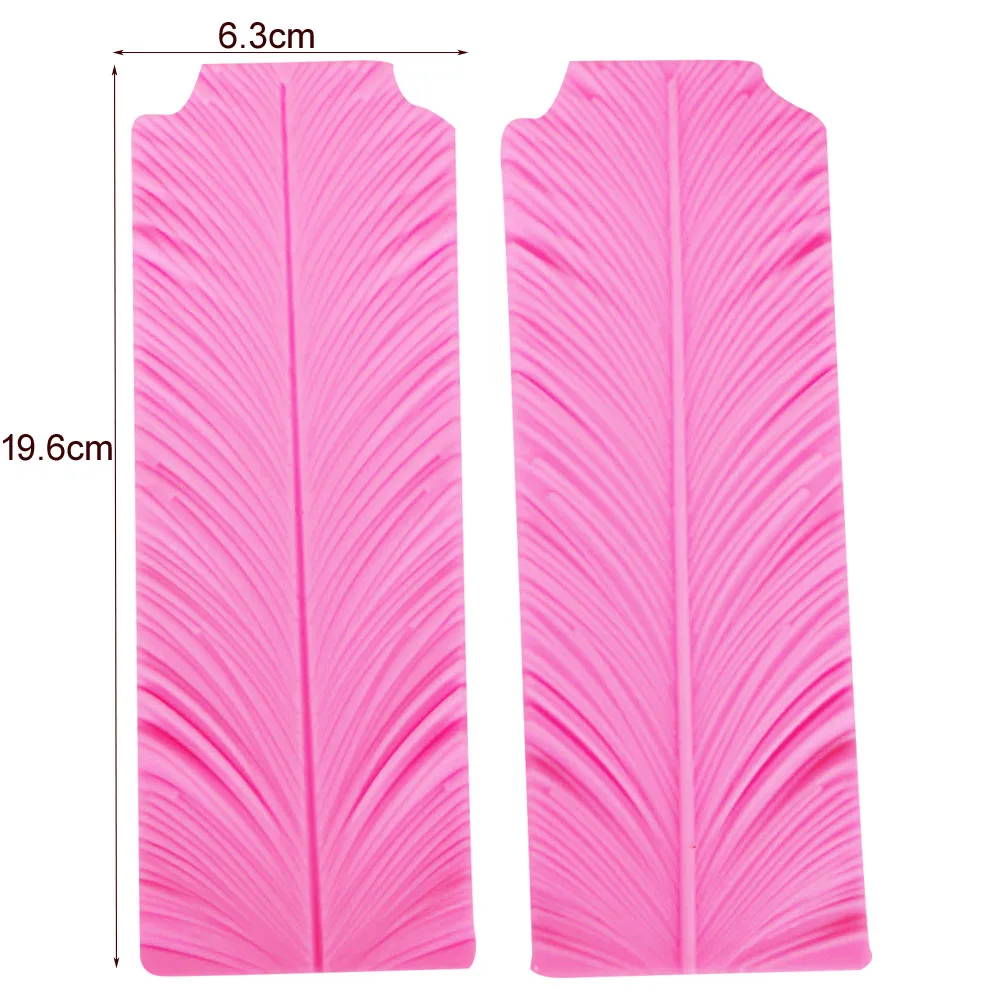 Sophronia M427 2pcs Leaf Peacock Feather Silicone Mold Border Cake Decoration Manual Handmade Resin Clay Plaster Gumpaste Moulds