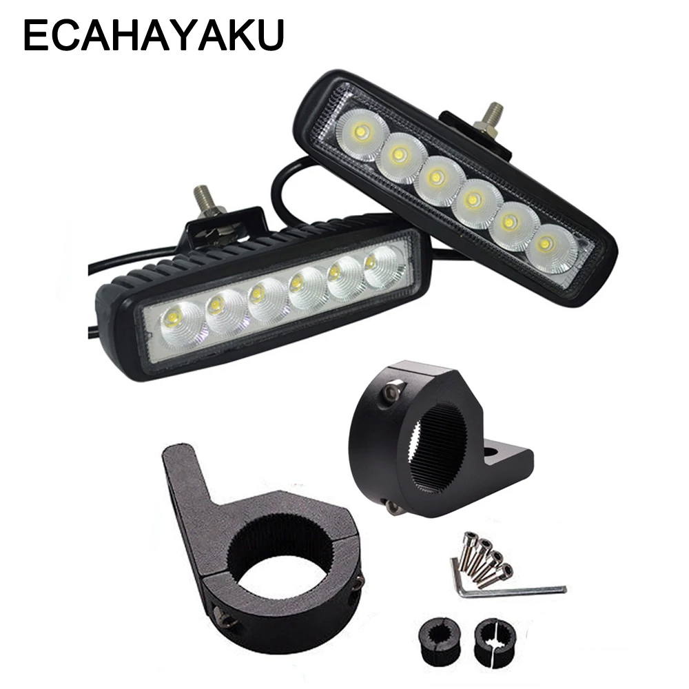 

2Pieces Car-styling 6 inch LED Work Light 18w led Bar Lights with 2Pieces Tube Mounting Brackets for Off Road work light led car