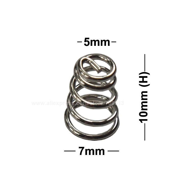 DIY Nickel-plated Battery / Driver Contact Support Springs 7mm(D)x10mm(H) for Flashlights - 10 pcs