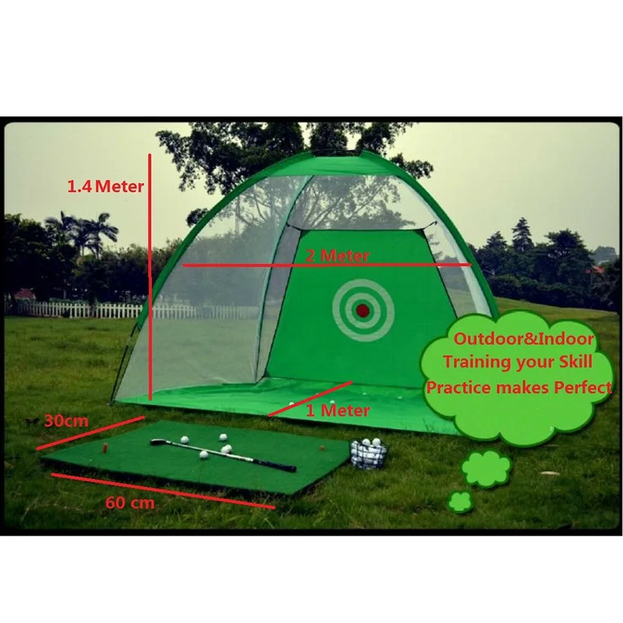 Golf Training Cages Practice net Training Aid with Free 30*60cm Golf Chipping Driving Practice Mat