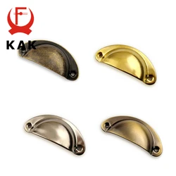 KAK 8PCS 청동 금속 손잡이 50x20mm ZAKKA 상자 당겨 미니 서랍 손잡이 쉘 캐비닛 손잡이 골동품 황동 가구 손잡이