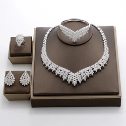 Hadiyana Trendy Noble Micro Pave Cubic Zirconia Dubai Jewelry Sets Latest Luxury Bridal Wedding Jewelry Set For Women TZ8025