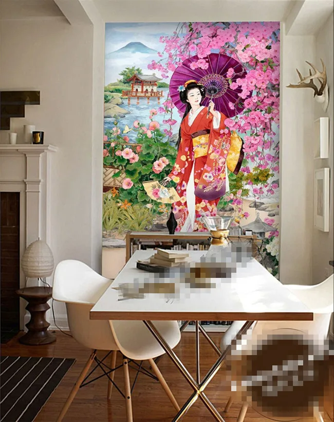 Custom 3D Wallpaper Japanese Sakura Beauty Photo Wallpaper 8D Bedroom TV Background Wall National Characteristics mural