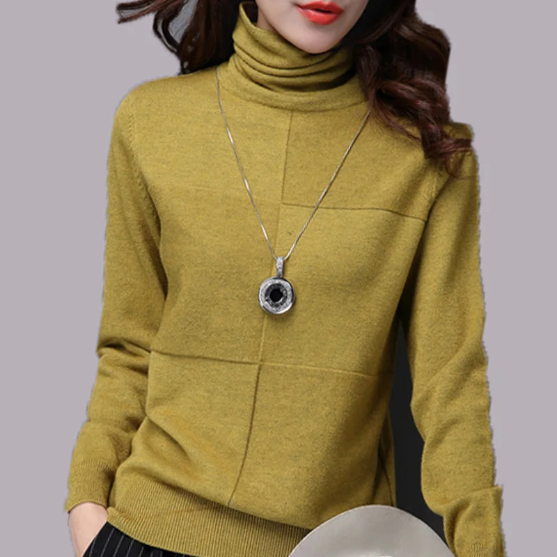 Autumn winter cashmere sweater female pullover high collar turtleneck sweater women solid color lady basic sweater maxi xxxl