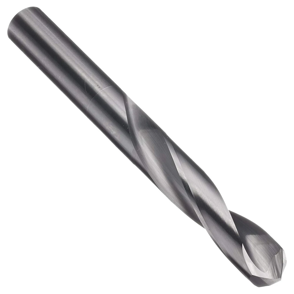 Drillforce 1PC 7mm-14mm Solid Carbide Drill Bit, Uncoated (Bright) Finish, Round Shank, Spiral Flute Twist Drill Bit For Metal