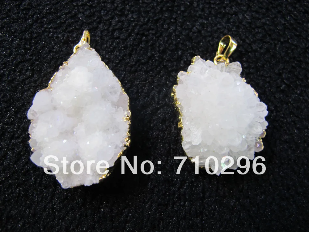 

High Quality Snow white Geode Quartz Drusy Cluster Pendant 5pcs/lot Gem cluster drusy jewelry necklace diy