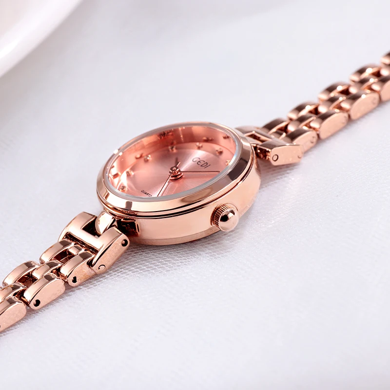 GEDI نساء فستان ساعات فاخرة ماركة السيدات ساعة كوارتز سوار فولاذي غير قابل للصدأ عادية روزيغولد المرأة ساعة اليد reloj mujer