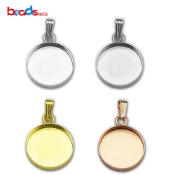 Silver 16mm Pendant Necklace Round Trays Pendant Blank Round Trays Pendant Trays Pendant Jewelry Trays For Jewelry Making