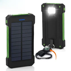 Banco de energía Solar portátil, batería externa impermeable de 20000 mah, cargador de teléfono de 20000 mah, Banco de energía LED para iphone y huawei