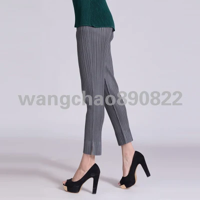 HOT SELLING Miyake women's shebian coarse ankle length trousers quinquagenarian  trousers  pleated trousers IN STOCK