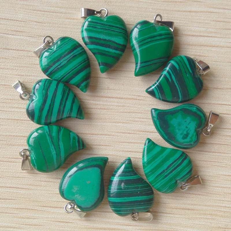 

Fashion hotselling bend heart malachite pendule charms pendants for jewelry making Wholesale 50pcs/lot free shipping