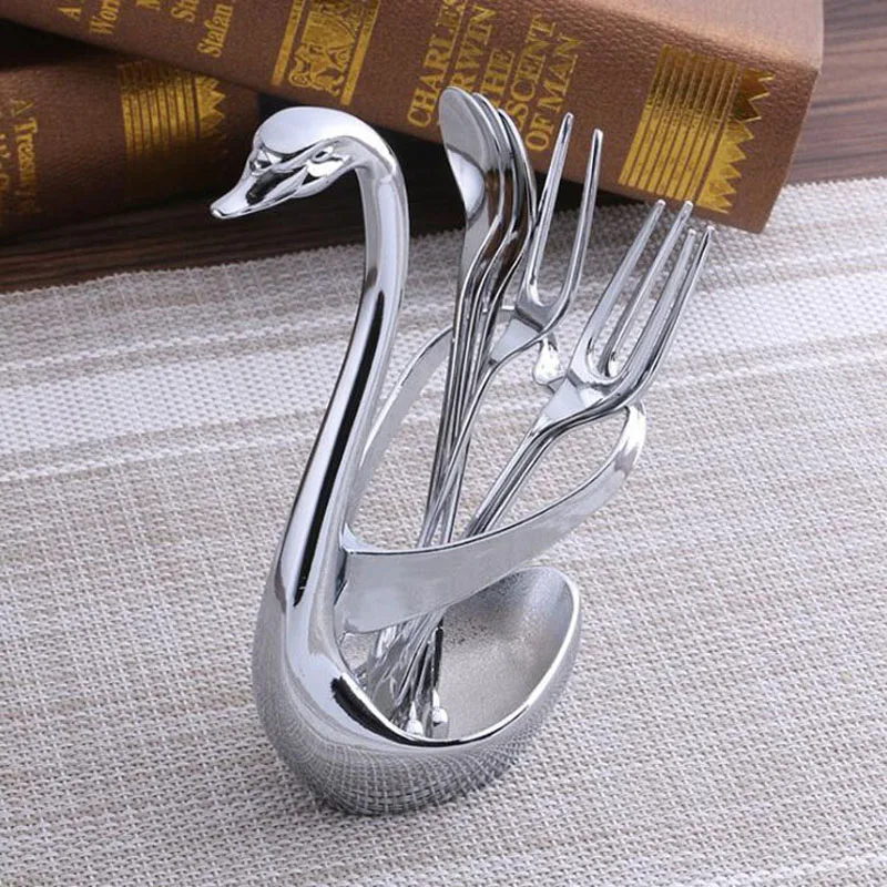 Swan Dinnerware Sets Fork Holder Wedding Party Fruit Tableware Set Dinnerware Sets Wedding Table Decoration ZA6004