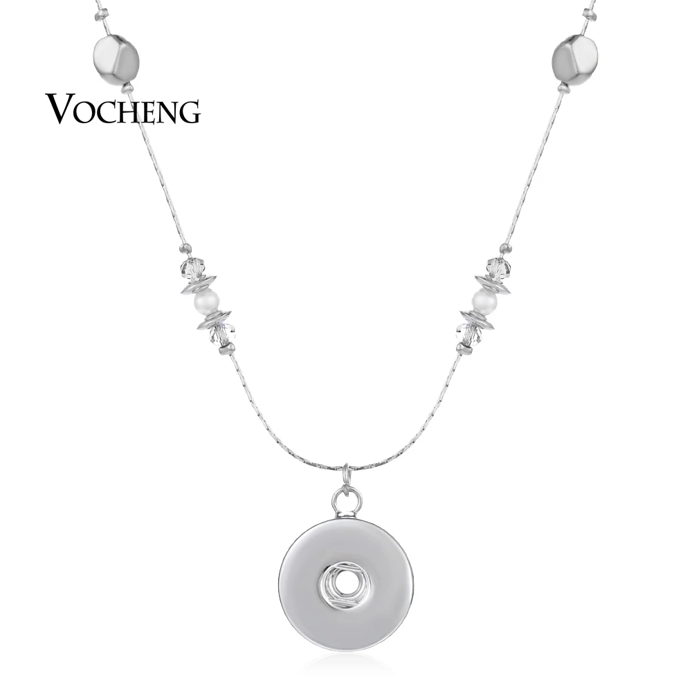 10pcs/lot Vocheng Ginger Snap Button Necklaces 18mm Pendant Thin Chain with Crystal Charms Jewelry NN-318*10 Free Shipping