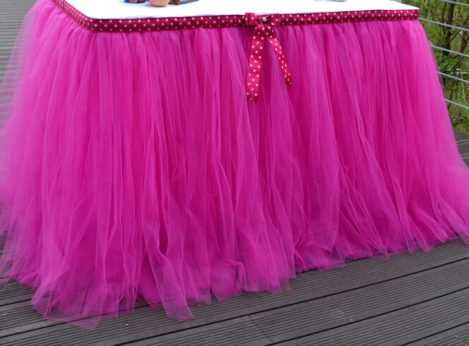 Hotsale quality wedding table skirting Creative Christmas birthday party table skirts cute bow table skirt