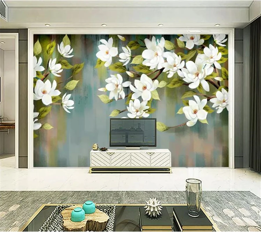 

wellyu 3d Custom wallpaper American retro flowers and birds modern minimalistic abstract background wall decorative painting 3d