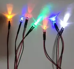 F5 5mm Colored Lens White Red Green Blue Yellow Orange 3V 5V 6V 12V 24V LED Lamp Light With 20cm Wire for Toy DIY x100pcs