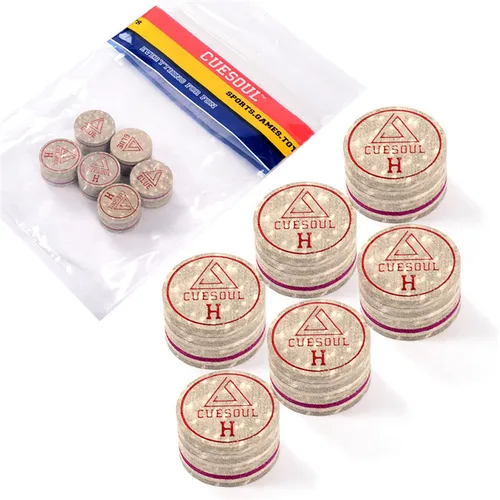 Imagen 2 del producto CUESOUL Puntas para tacos de billar 6 unids/set 14 mm Puntas para tacos de billar de cuero de cerdo al horno suave, 14 mm, punta para tacos de 8 capas