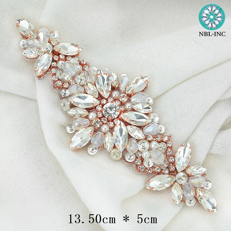 Imagem -04 - Personalizado Rhinestone Applique para Cinto de Casamento Contas de Cristal Claro de Ouro Rosa Faixas de Noiva Wdd0924 30 Pcs