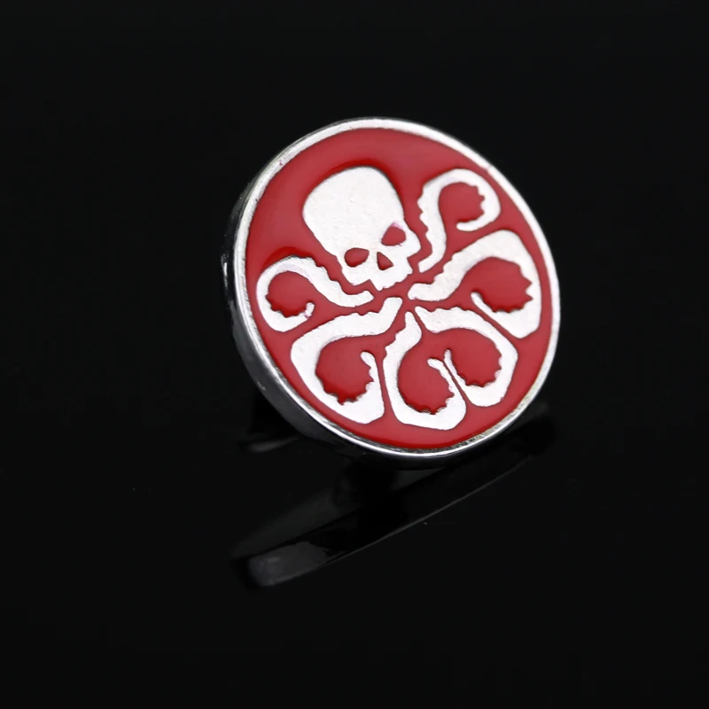 Agents Of Shield S.H.I.E.L.D. Hail Hydra Brooch Red Skull Brooches Round Metal Pins Octopus Enamel Badge Brooch For Movie Fans