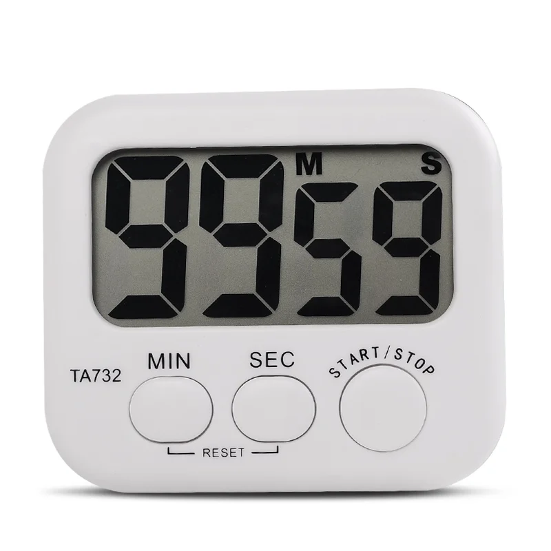 White Mini Electronic Large LCD Digital Kitchen Timer Clock Countdown Count Time Loud Alarm Home Oven Cooking Tools Accessories