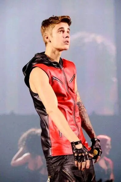 XS-6XL 2024 New Men's Clothing Clothes Star Justin Bieber Red Leather Vest Jacket Coat Plus Size Singer Costumes