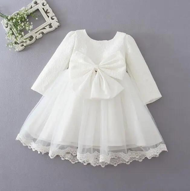 Winter Newborn Baby Girl Dress Wedding Baptism vestido bebe infant Dress Princess Bow 1- 2 year Birthday tutu dress girl Clothes