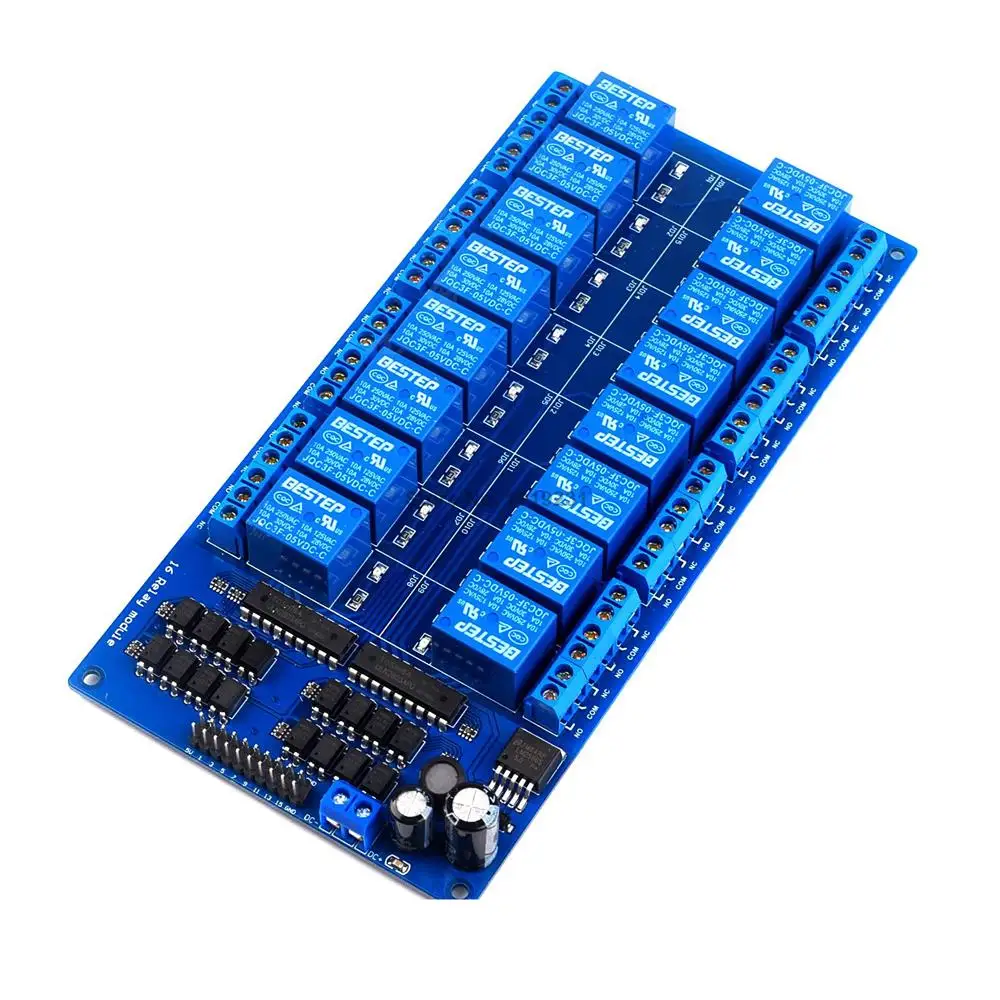 16 Channel 5V 12V 24VRelay Shield Module with Optocoupler LM2576 Power supply For Arduino