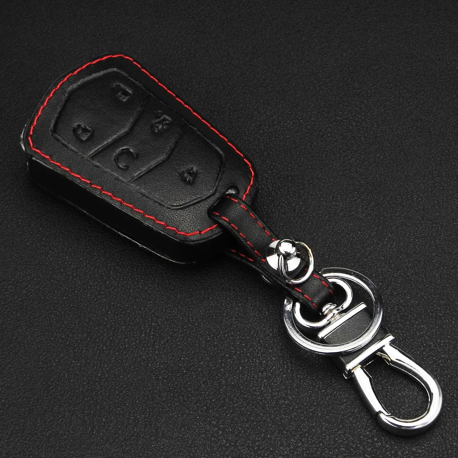 Jingyuqin 5 Buttons Leather Smart Car Key Case Protect Cover Key Case for Cadillac CT6 ATS-L XTS CTS XT5 Styling