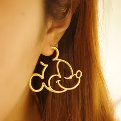 CHENGXUN Trendy Hollow Daisy Mickey Earrings for Women Lovely Cartoon Animal Hoop Earrings Fashion Party Jewelry Girl