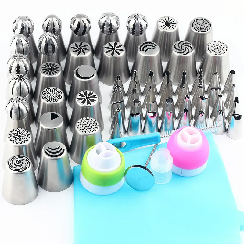 65 Pcs/Set Sugar craft Flower Russian Pastry Tips Fondant Cake Decorating Stainless Steel Kitchen Baking Pastry Tool