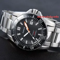 43mm Parnis white marke date window Sapphire glass 20atm automatic mens diving watch P473AU