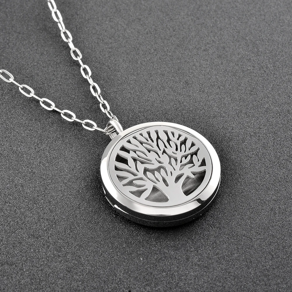 IJP0169 Aroma Perfume Locket HOT SALE Stainless Steel Tree of life Pendant Aromatherapy/Essential oil Diffuser Necklace