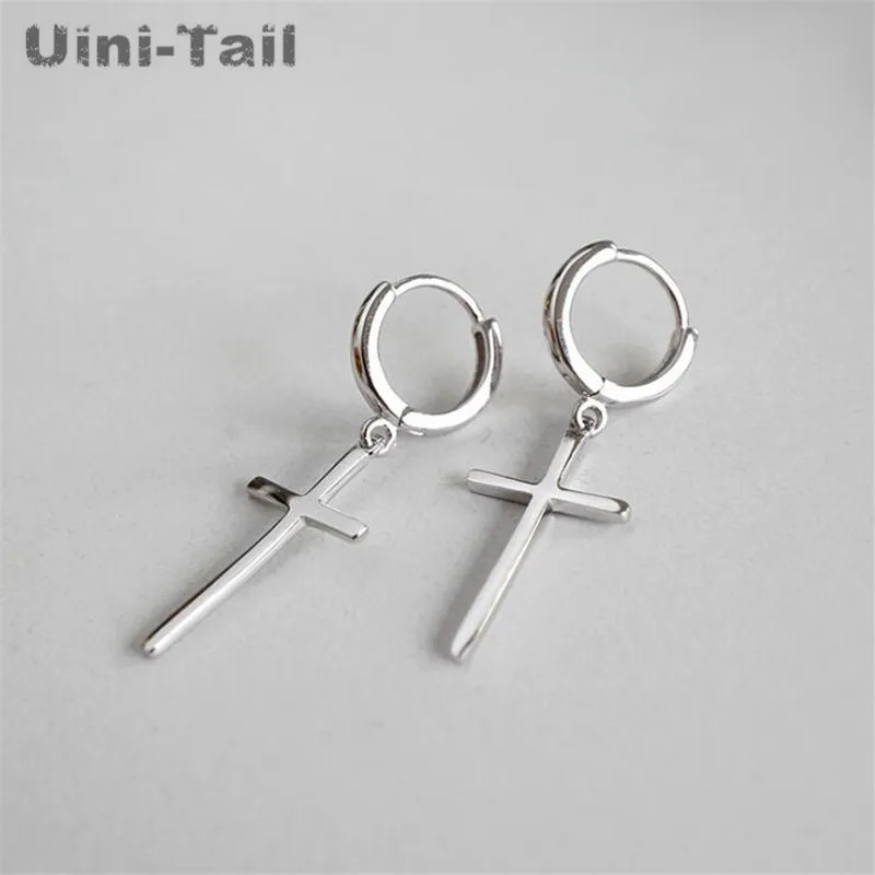 Uini-Tail hot new 925 Tibetan silver temperament personality ring cross earrings fashion tide flow fashion jewelry  ED165