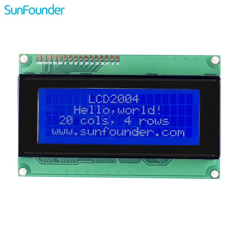 

SunFounder LCD2004 Module with 3.3V Backlight for Arduino Uno R3 Mega2560 Raspberry Pi Display of 20x4 White Characters on Blue