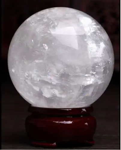 

WW 04861 NATURAL CLEAR QUARTZ CRYSTAL SPHERE BALL HEALING GEMSTONE 80mm + Stand