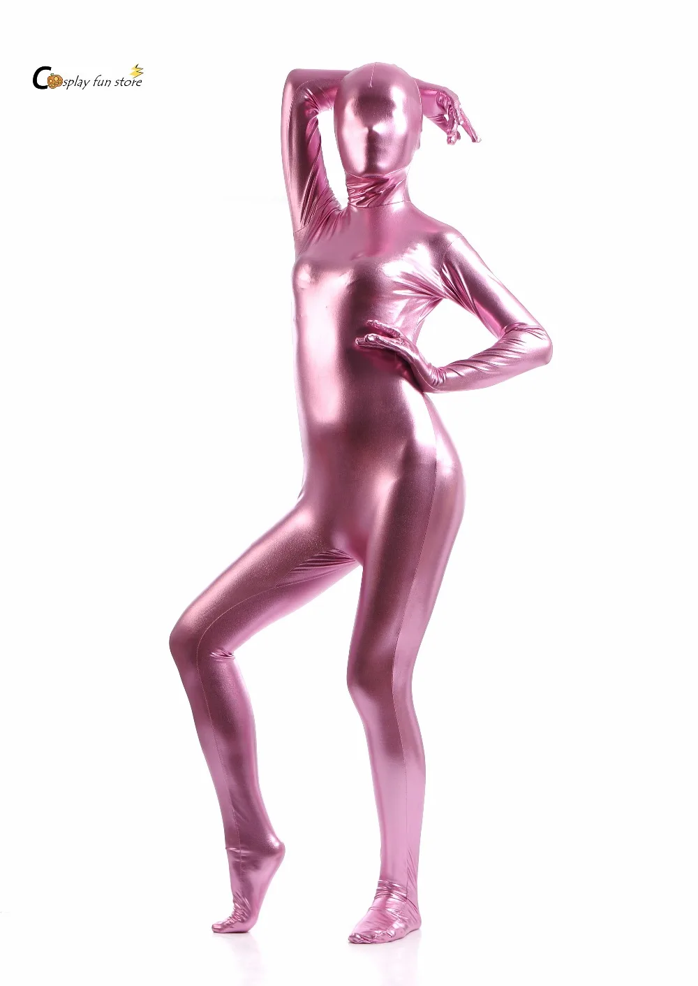 Body métallique brillant pour femme, Catsuits Unitard, Fermeture à glissière à pieds métalliques, Combinaison de batterie Zentai, Rose, Personnalisé, Livraison gratuite