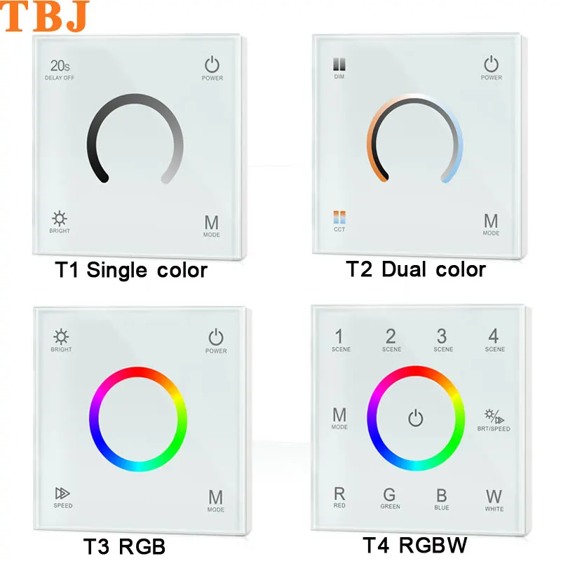 DC 12 - 24V LED Touch Panel dimmer Controller for single color / dual color /  RGB / RGBW strip light bulb