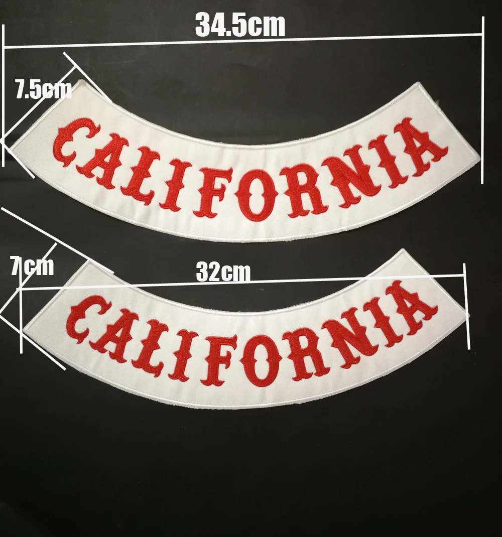 California HELLS Bottom Rocker Embroidery Twill Biker Iron On Patches for Jacket Motorcycle Club vest jacket badges appliques