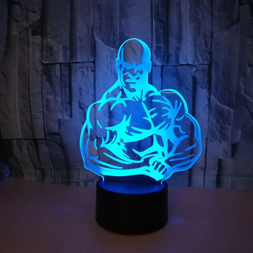 Bodybuilding 3d Light Fixtures 7 color change 3D Lamp Nightlight Sports Gift Usb 3d Small Led Night Light Kids Lamp