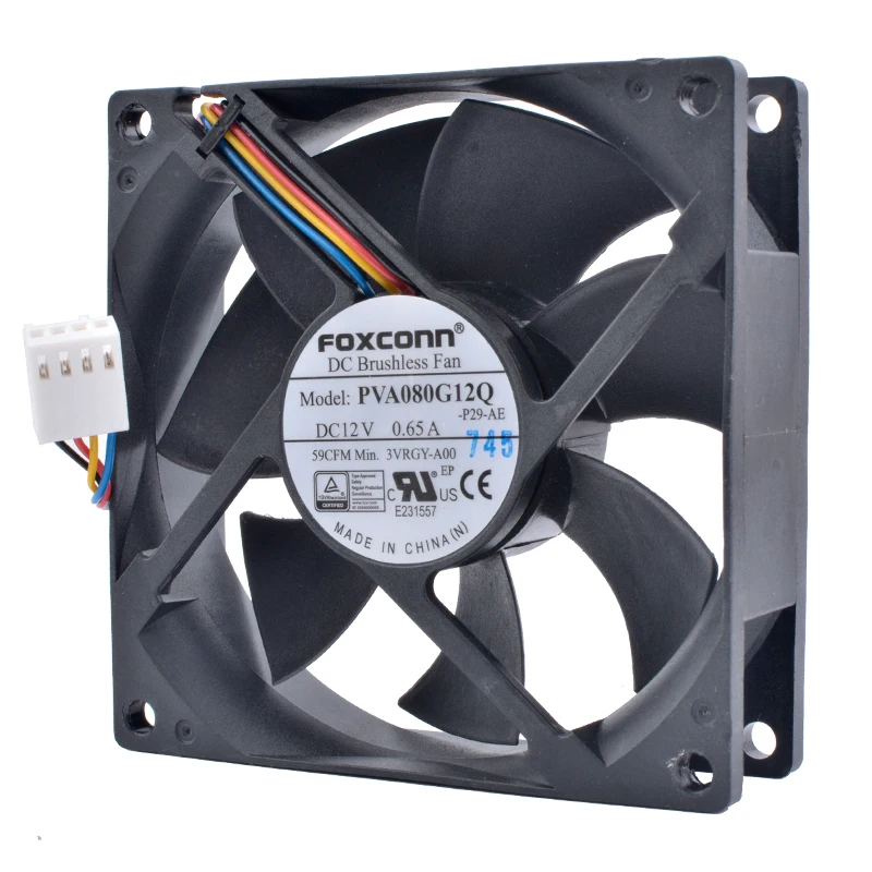COOLING REVOLUTION PVA080G12Q 8cm 80mm fan 8025 80x80x25mm 12V 0.65A 4Pin PWM Computer CPU High Air Volume Cooling Fan