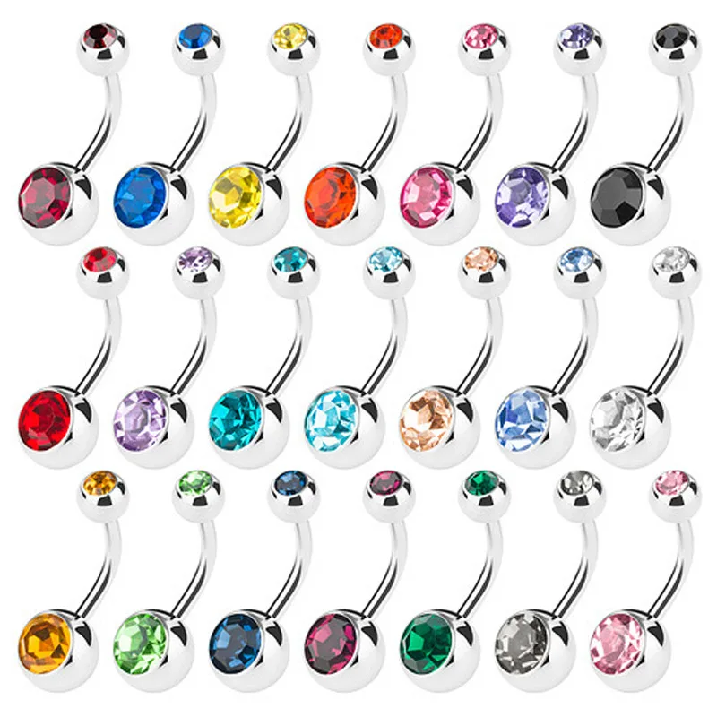 Alisouy Piercing Navel Surgical Steel Single Rhinestone Belly Button Rings Navel piercing Piercings Ombligo Body Percing