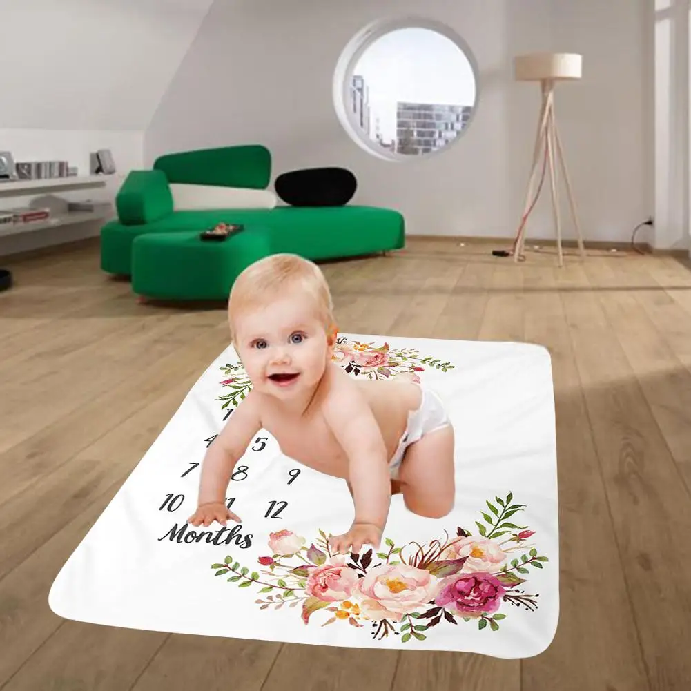 Newborn Baby Monthly Growth Milestone Blanket Photography Props Background Cloth Commemorate Rug Girls Boy Blanket Kids Shooting