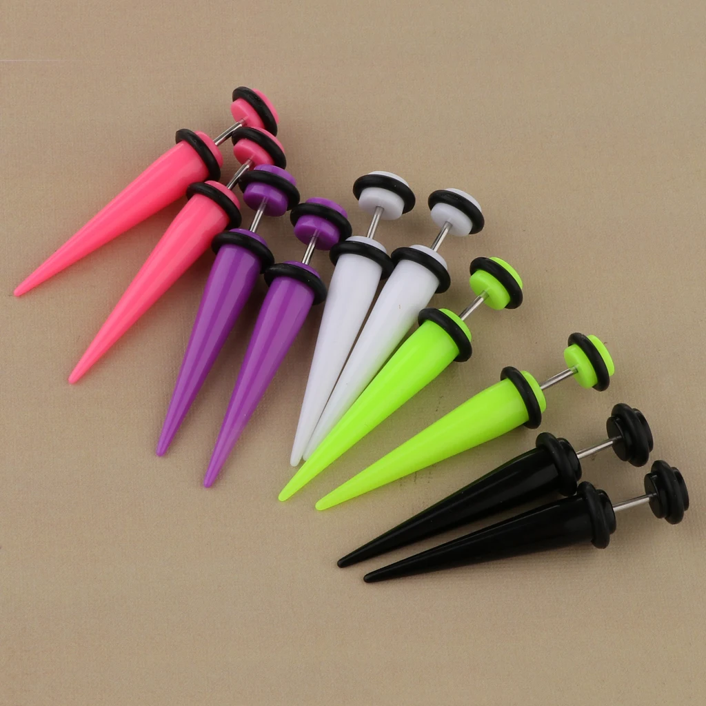 MagiDeal 10Pcs 18G Fake Cheater Ear Taper Stretcher Plugs Stretching Tunnels image 2