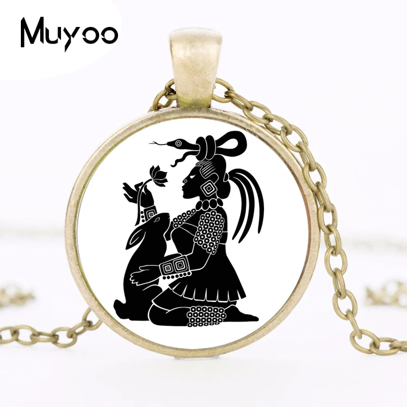 Ixchel Logo Pendant Necklace Mayan Culture Quote Vintage Necklace Jewelry Gift For Women Girls Dress Accessories HZ1